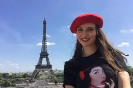 Svetlana Dimitrova in front of The Eiffel Tower