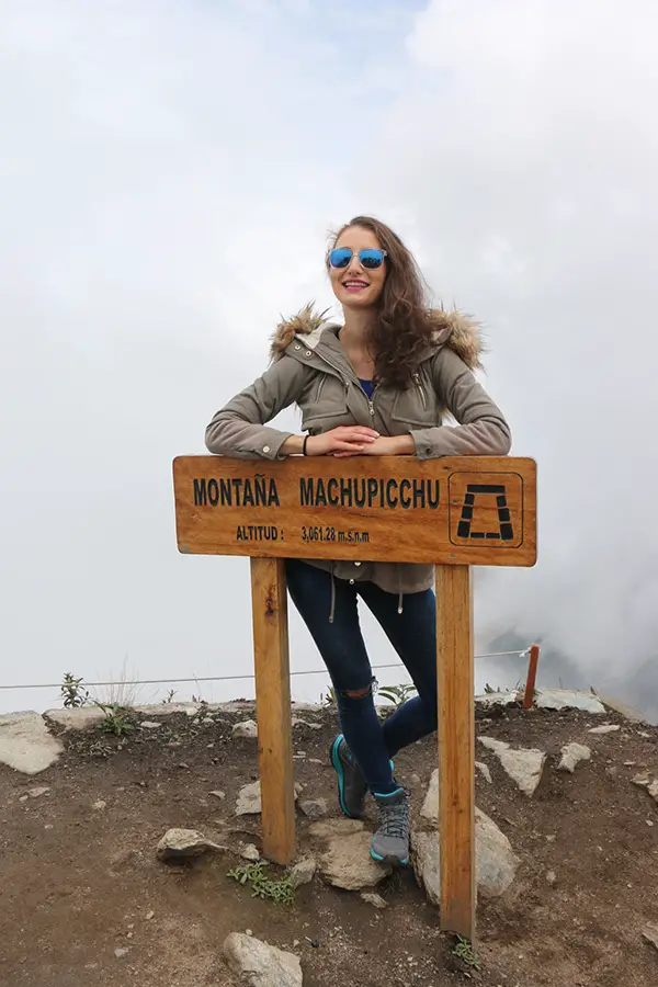 Svetlana Dimitrova on the top of the Machu Picchu Mountain