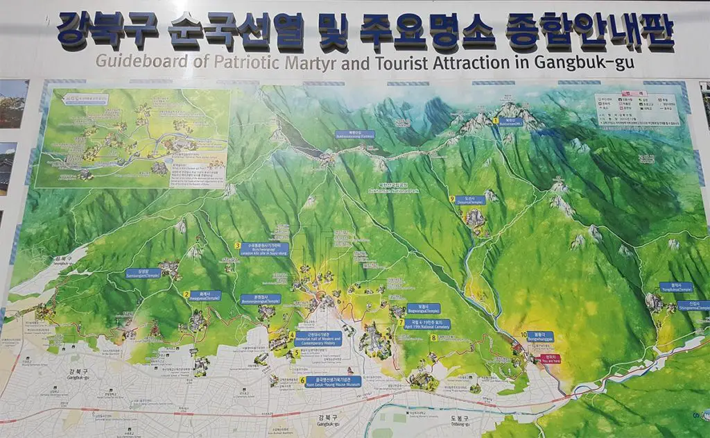 Map of Bukhansan National Park 