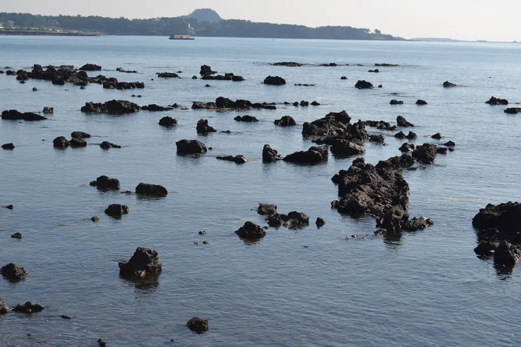 Volcanic stones in the sea 