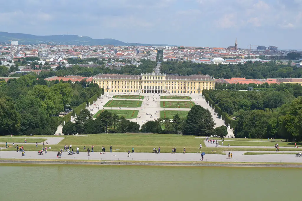 View to the gardens and Schönbrunn Palace from the Gloriette