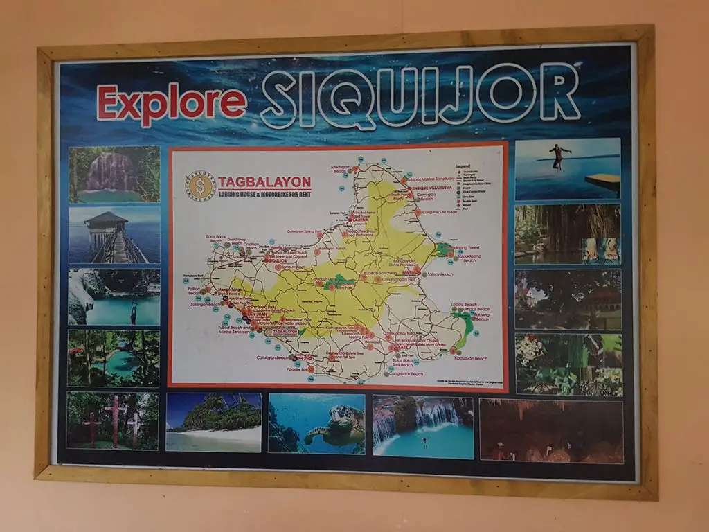 Siquijor map with tourist spots
