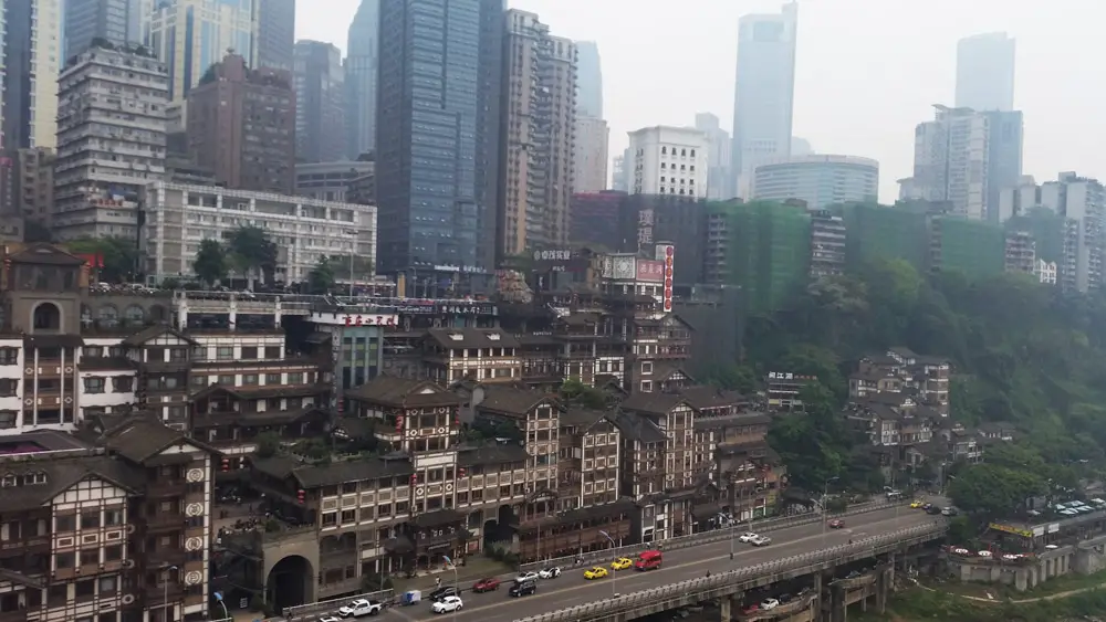 View towards Hongya Cave