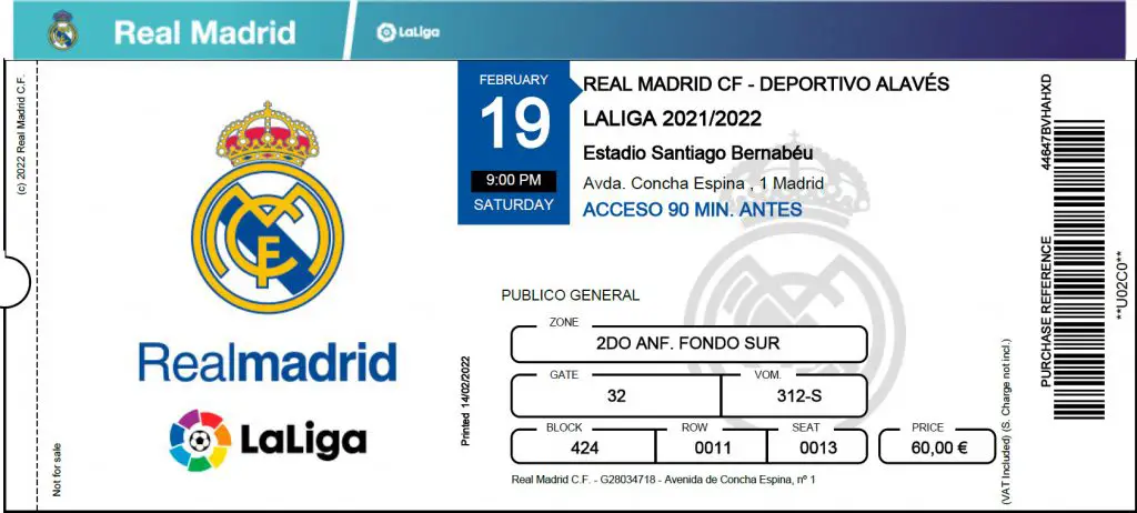 Билет за мача Реал Мадрид - Алавес