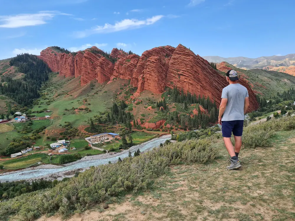 View towards Jeti Oguz in Kyrgyzstan