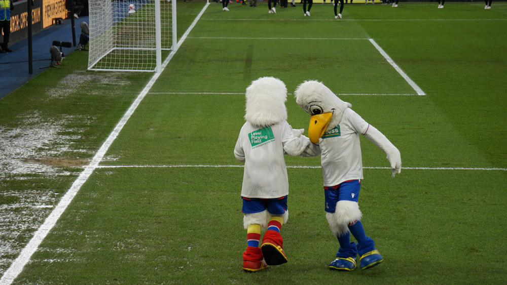 Crystal Palace mascots Alice the Eagle and Pete the Eagle
