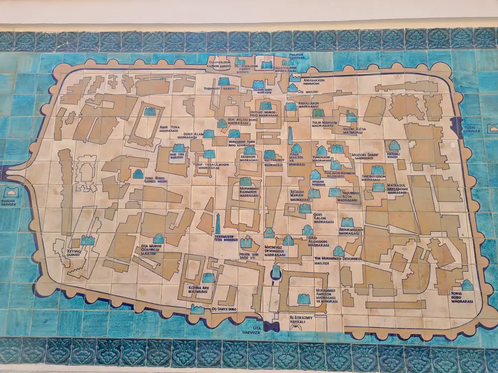 Древна карта на Стария град в Хива
