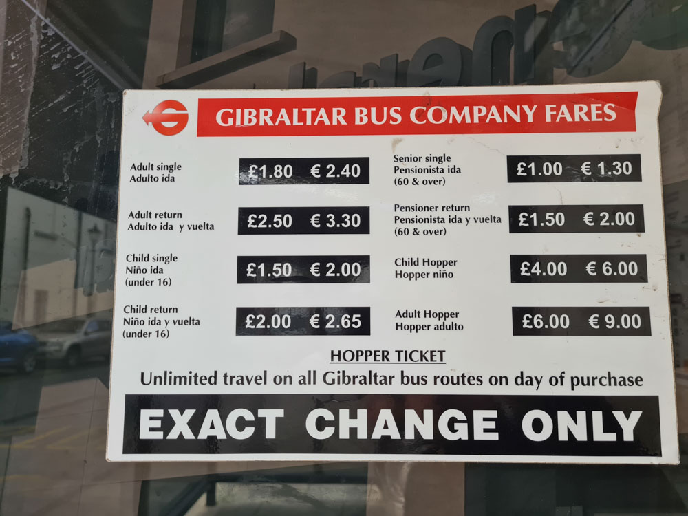 Цени на автобусните билети в Гибралтар